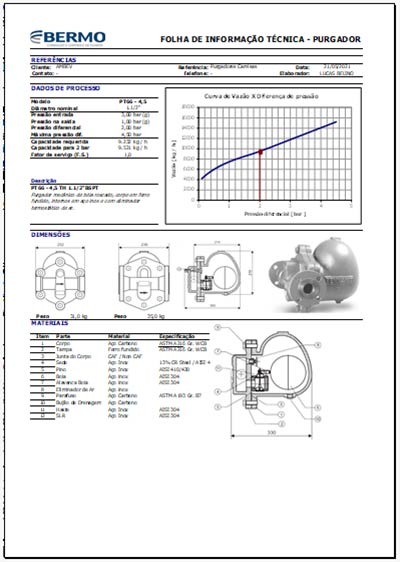 Folha de Informação Técnica - Purgador - MyBermo