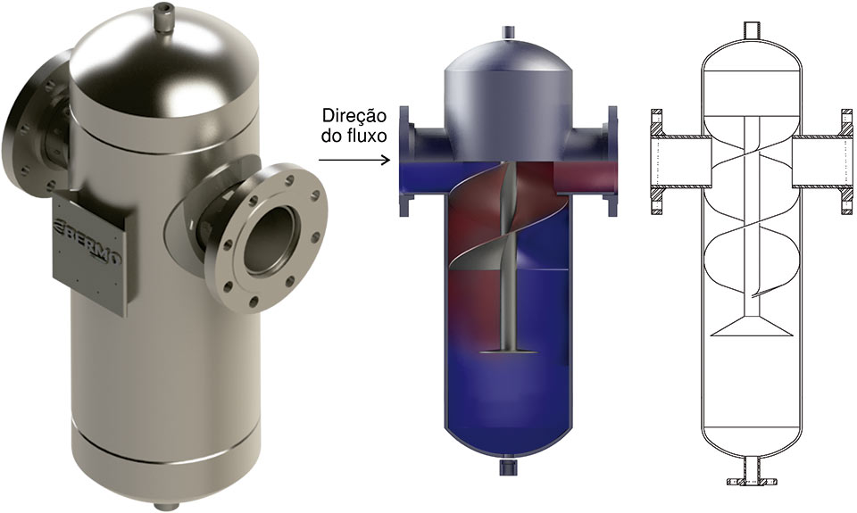 Direção do Fluxo do Vapor em um Separador de Umidade Vertical